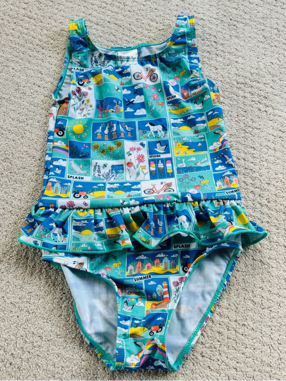 Frugi transportation block skirted one piece swim suit